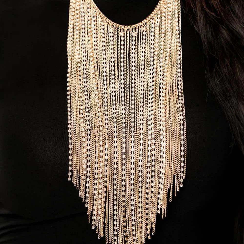 Elegant Gold Fringe Necklace